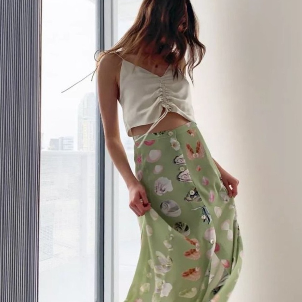 Wilfred Sage Shell Wrap Midi Skirt Size 10